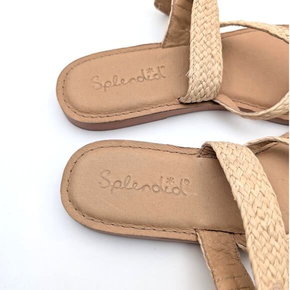 Splendid Sutton Faux Raffia Strap Thong Sandals Women's Tan Size US7M EU38 - Picture 12 of 12